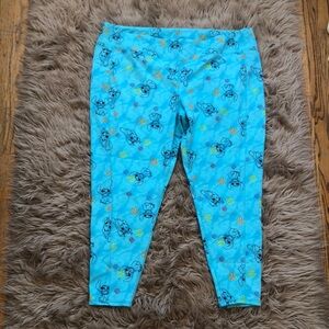 Disney Blue Floral Leggings with Elastic Waistband